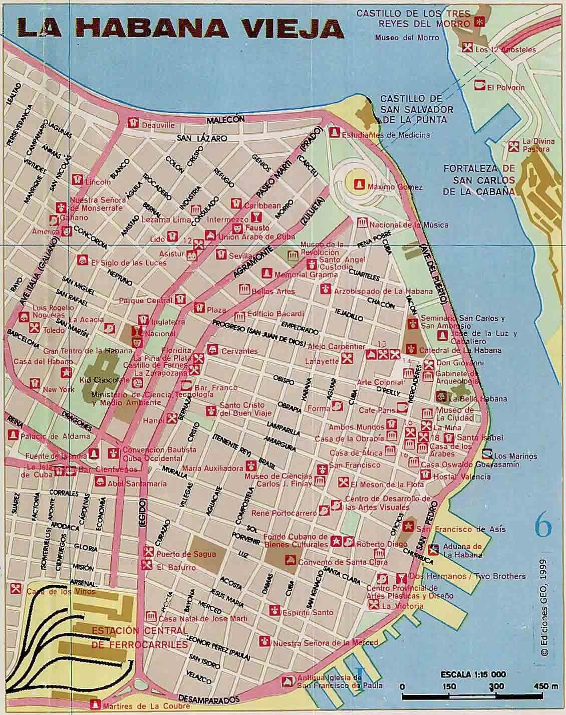 old Havana, Cuba kort