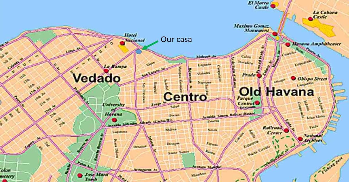 kort over Havana Cuba kvarter