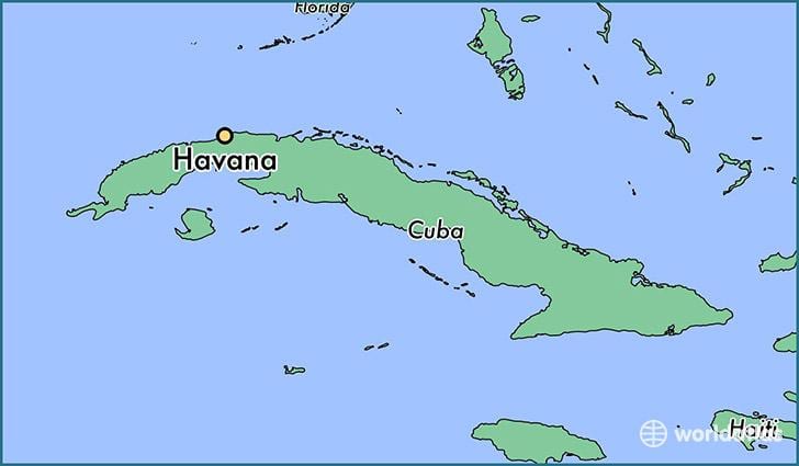 Havana Cuba på kort