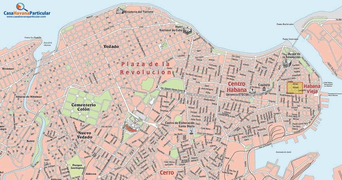 street map af old Havana, Cuba